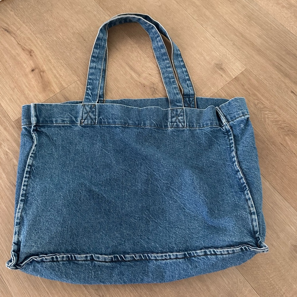 Good American Blue Denim Tote